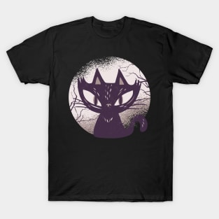 Black cat in the moonlight T-Shirt